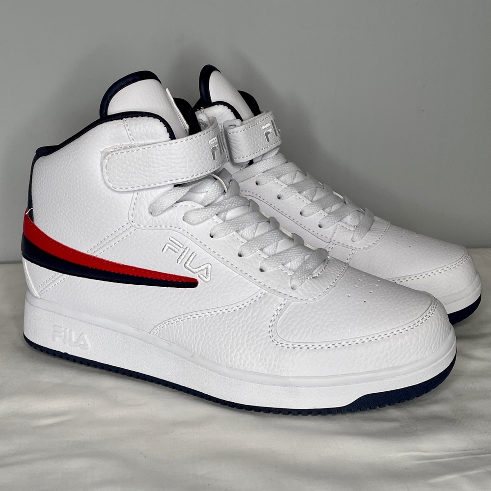 FILA Men’s White, Red & Blue Fila Hi-Top Sneakers Size 10